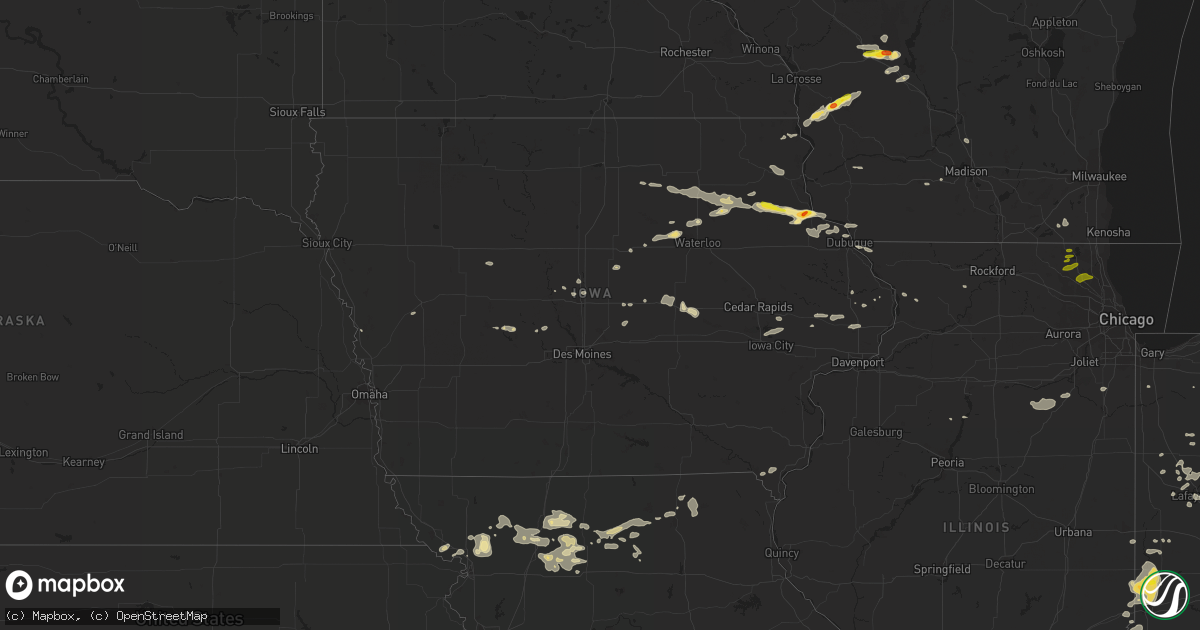 Hail map in Iowa on July 12, 2017