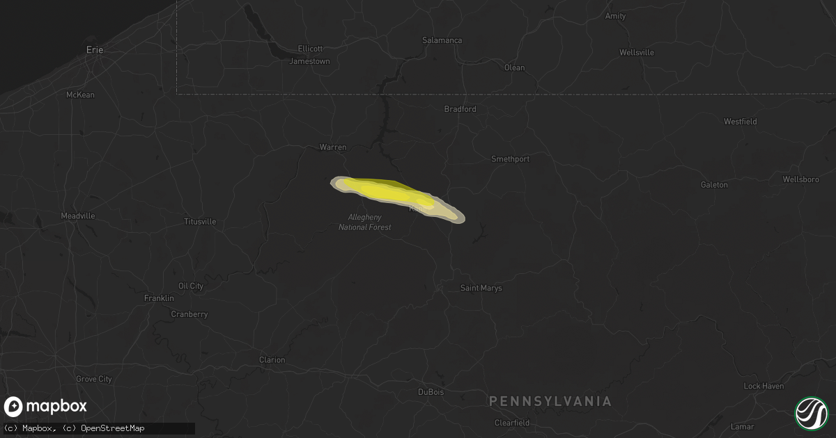Hail map in Kane, PA on July 12, 2017