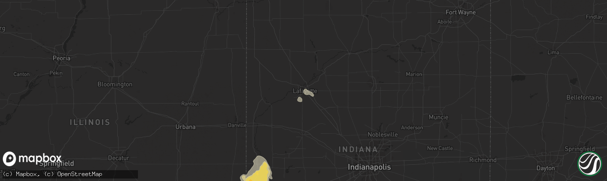 Hail map in Lafayette, IN on July 12, 2017