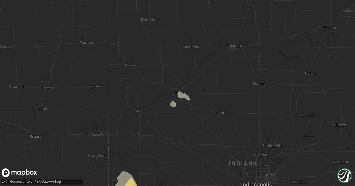 Hail map in Lafayette, IN on July 12, 2017