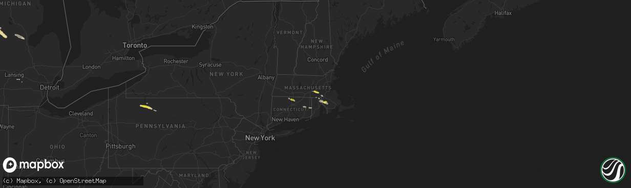 Hail map in Massachusetts on July 12, 2017