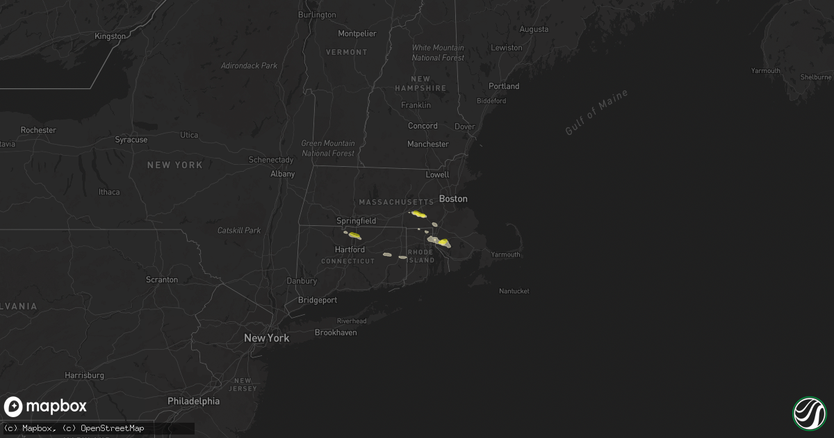 Hail map in Massachusetts on July 12, 2017