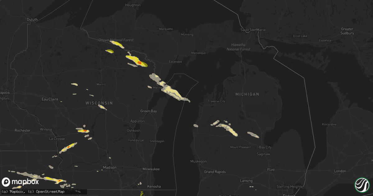 Hail map in Michigan on July 12, 2017