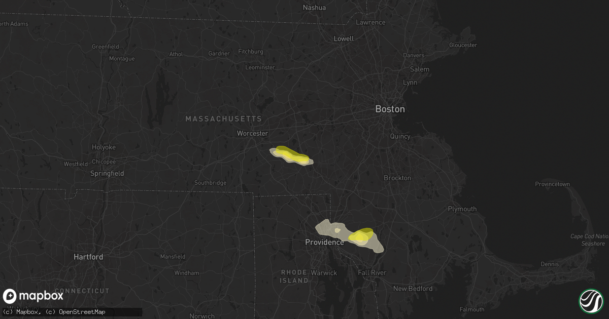 Hail map in Milford, MA on July 12, 2017
