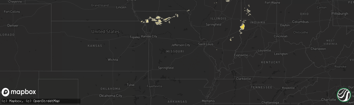 Hail map in Missouri on July 12, 2017