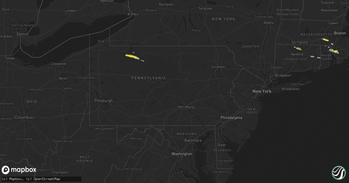 Hail map in Pennsylvania on July 12, 2017