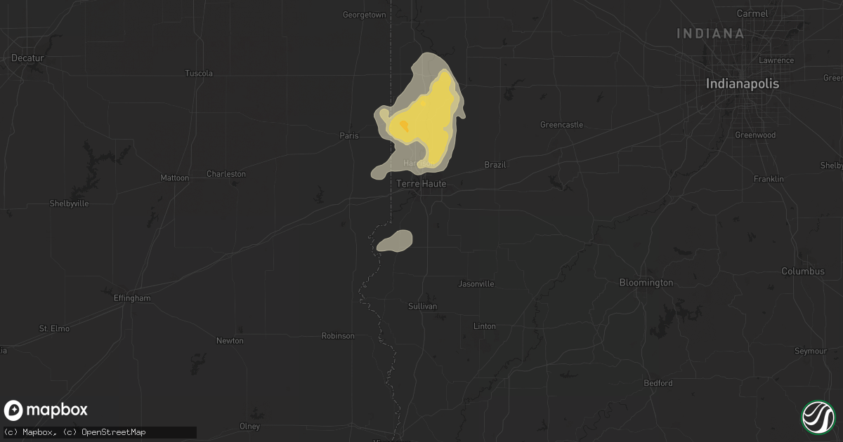 Hail map in Terre Haute, IN on July 12, 2017