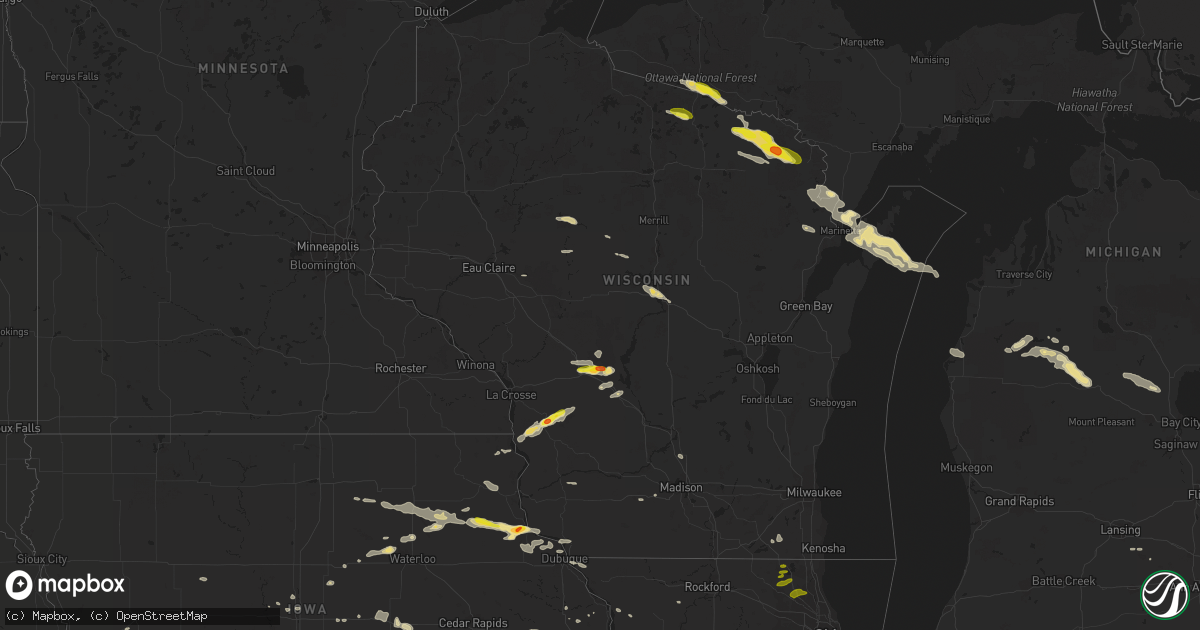 Hail map in Wisconsin on July 12, 2017