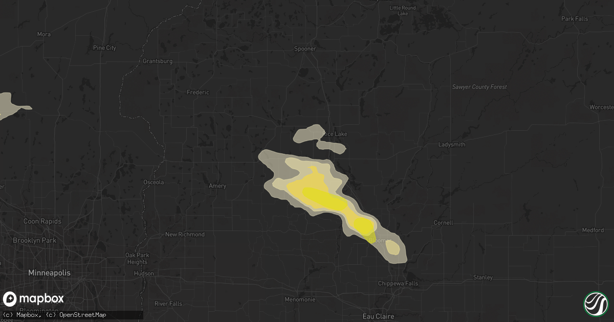 Hail map in Barron, WI on July 12, 2018