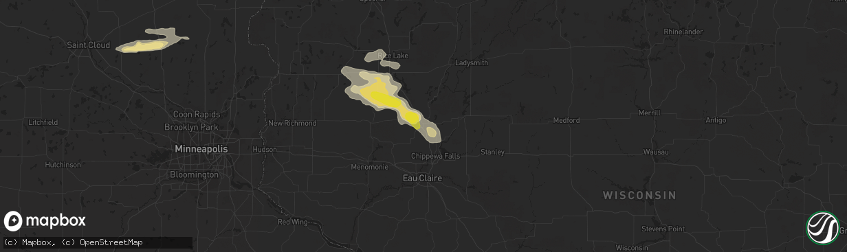 Hail map in Bloomer, WI on July 12, 2018