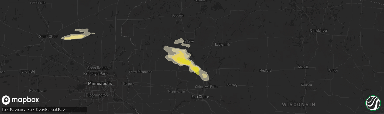 Hail map in Chetek, WI on July 12, 2018