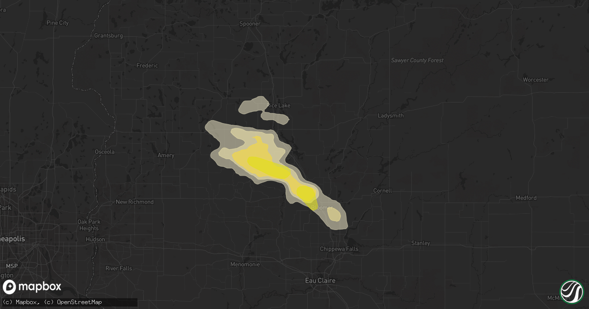Hail map in Chetek, WI on July 12, 2018