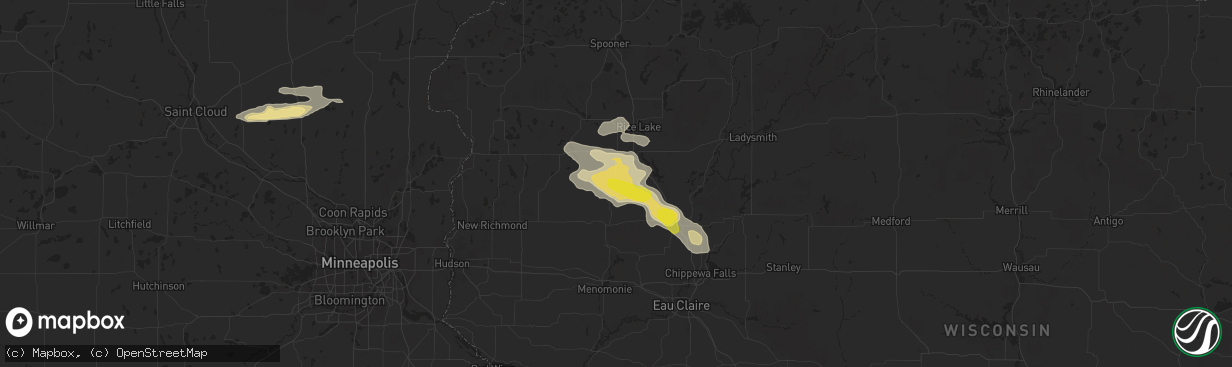 Hail map in Dallas, WI on July 12, 2018