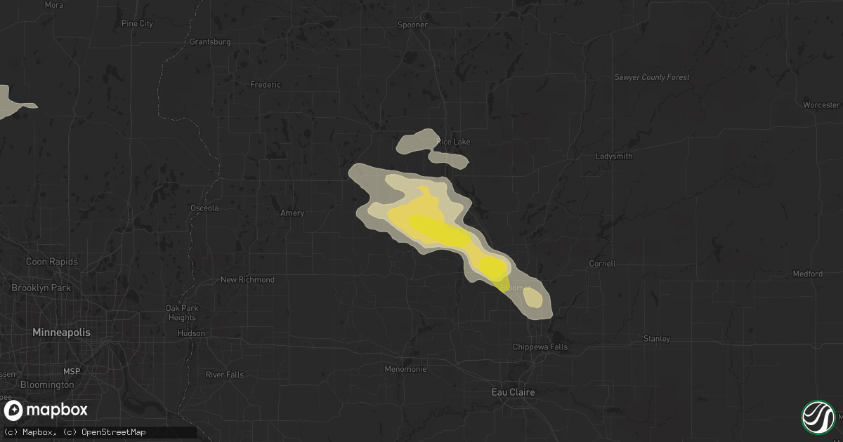 Hail map in Dallas, WI on July 12, 2018