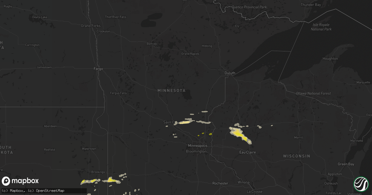 Hail map in Minnesota on July 12, 2018