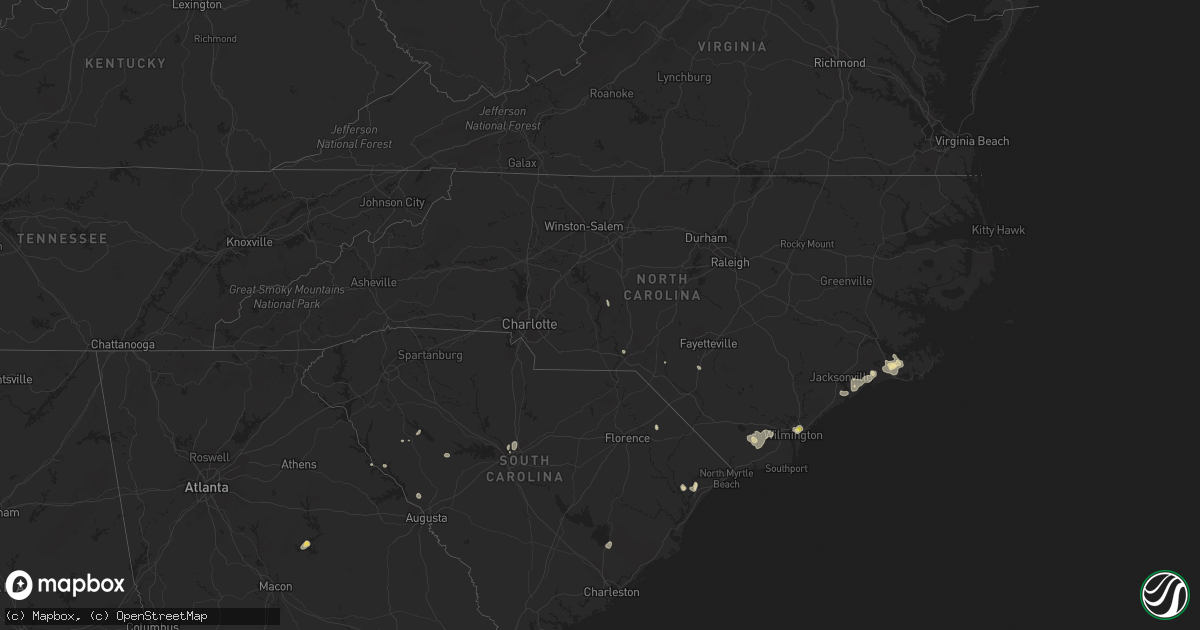 Hail map in North Carolina on July 12, 2018