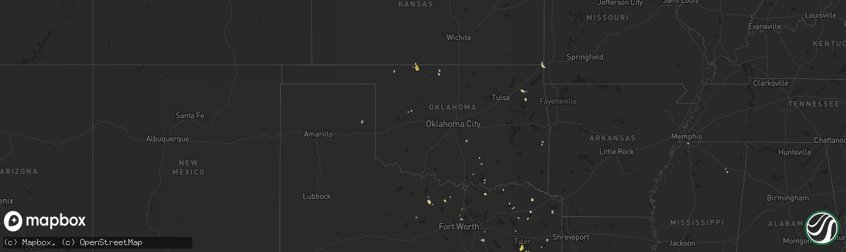 Hail map in Oklahoma on July 12, 2018