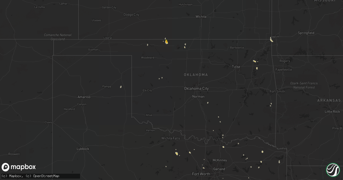 Hail map in Oklahoma on July 12, 2018