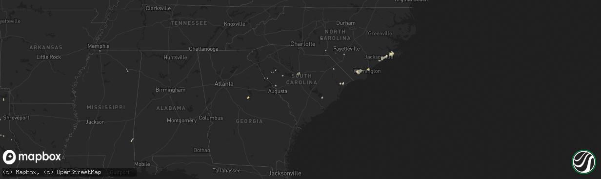 Hail map in South Carolina on July 12, 2018