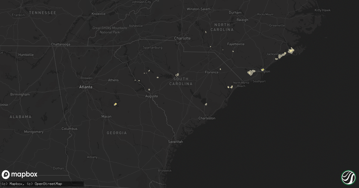 Hail map in South Carolina on July 12, 2018