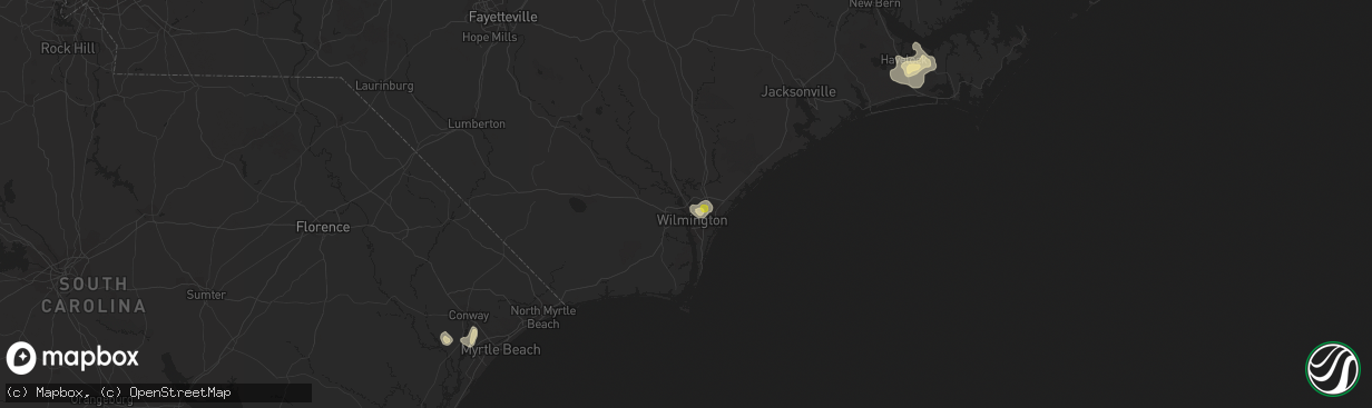 Hail map in Wilmington, NC on July 12, 2018