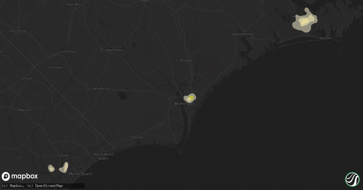 Hail map in Wilmington, NC on July 12, 2018