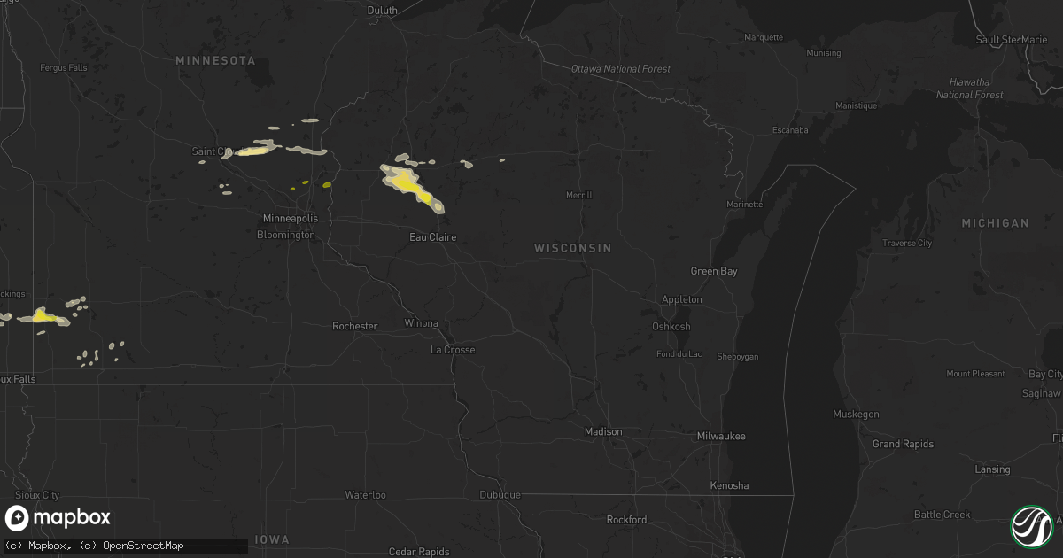 Hail map in Wisconsin on July 12, 2018