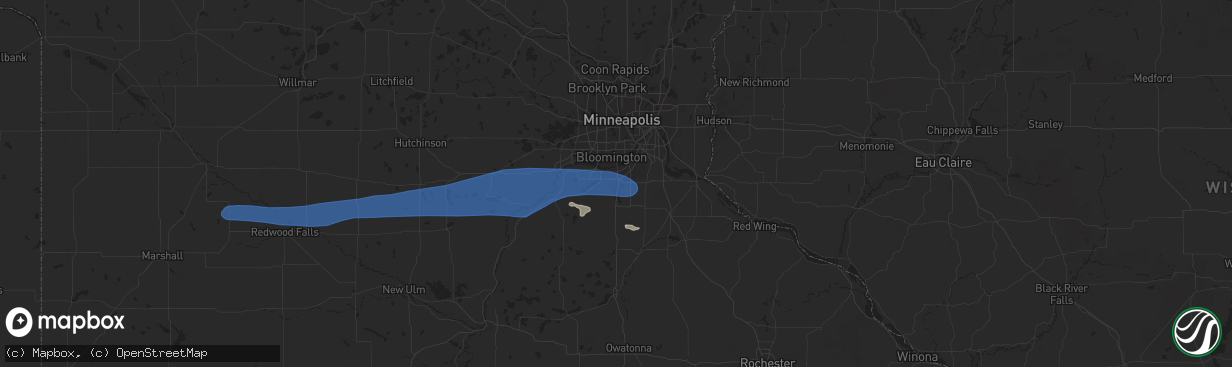 Hail map in Burnsville, MN on July 12, 2019