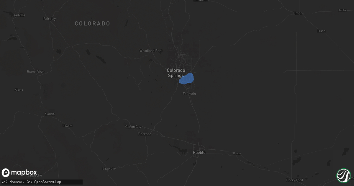 Hail map in Colorado Springs, CO on July 12, 2019