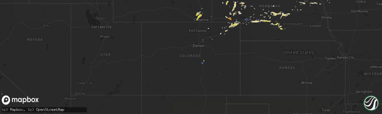 Hail map in Colorado on July 12, 2019