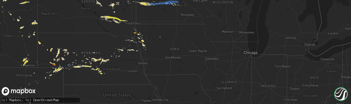 Hail map in Iowa on July 12, 2019