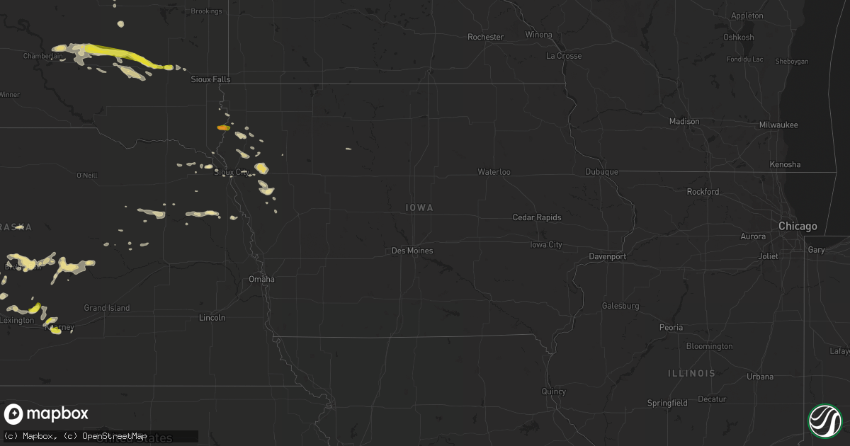 Hail map in Iowa on July 12, 2019