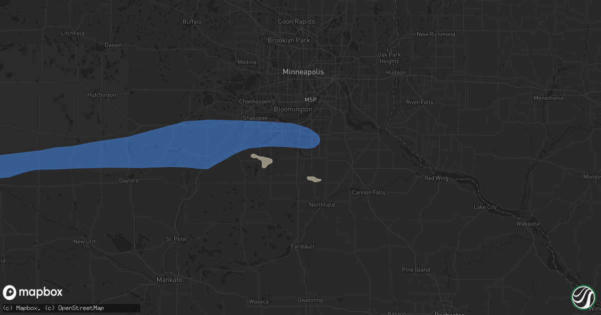 Hail map in Lakeville, MN on July 12, 2019