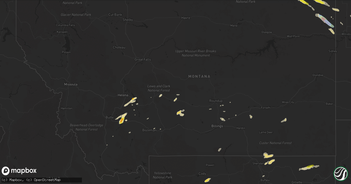 Hail map in Montana on July 12, 2019