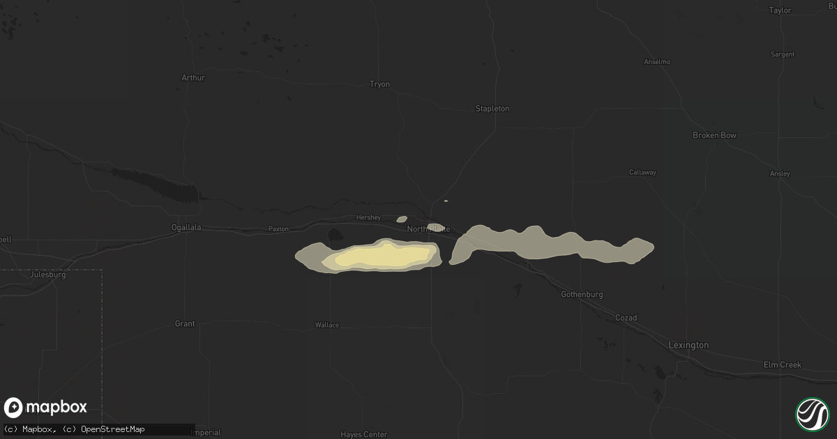 Hail map in North Platte, NE on July 12, 2019