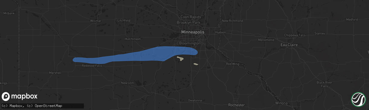 Hail map in Prior Lake, MN on July 12, 2019