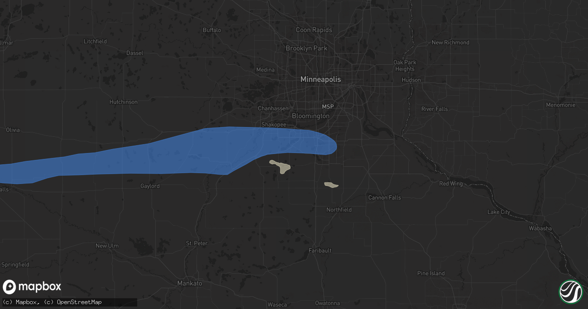 Hail map in Prior Lake, MN on July 12, 2019