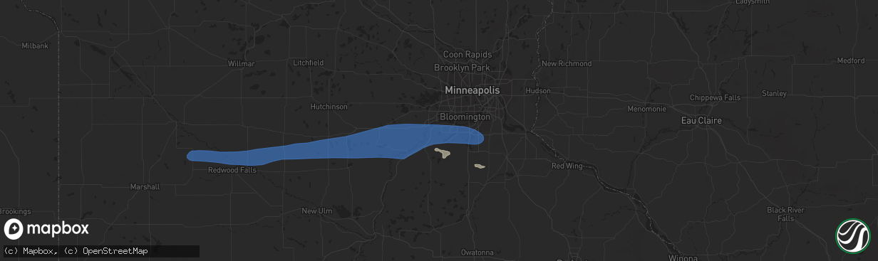 Hail map in Shakopee, MN on July 12, 2019