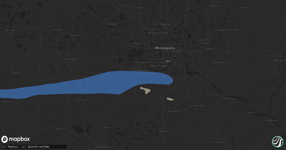 Hail map in Shakopee, MN on July 12, 2019