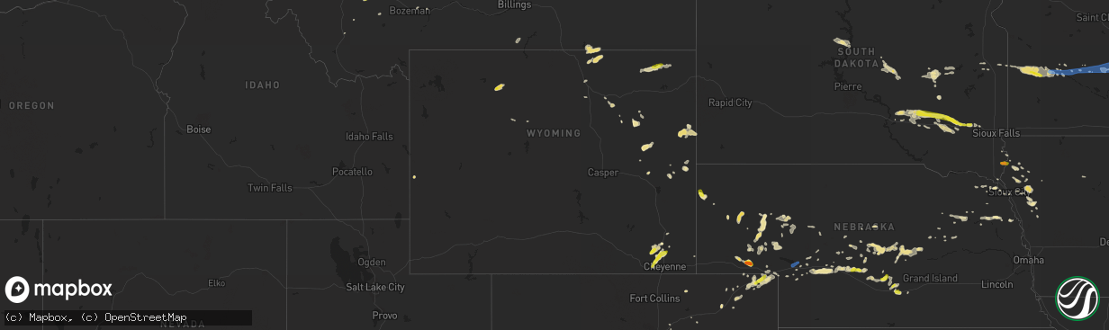 Hail map in Wyoming on July 12, 2019