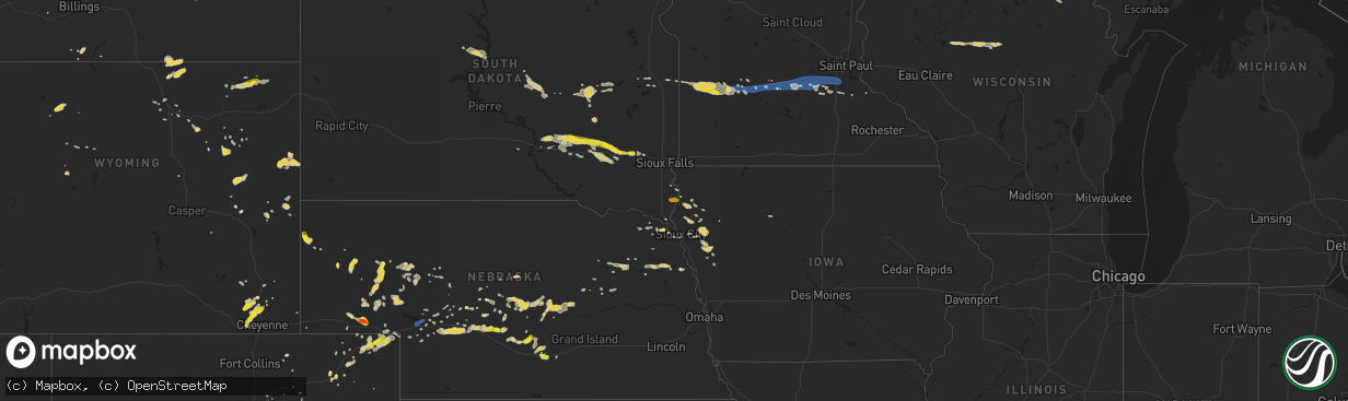 Hail map on July 12, 2019