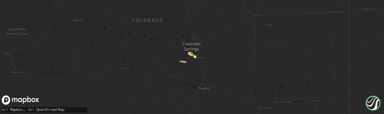 Hail map in Colorado Springs, CO on July 12, 2020