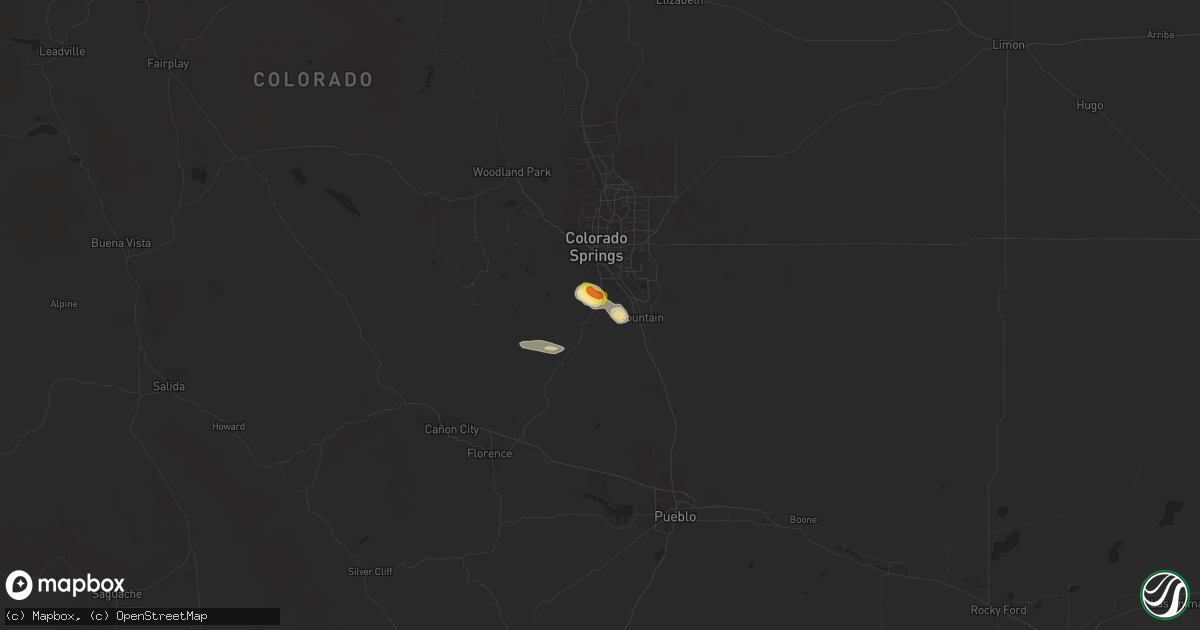 Hail map in Colorado Springs, CO on July 12, 2020