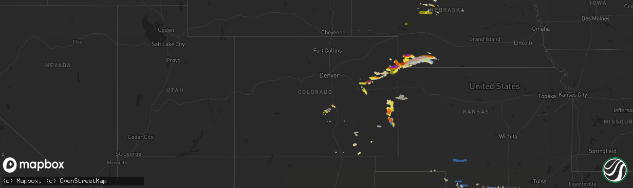 Hail map in Colorado on July 12, 2020