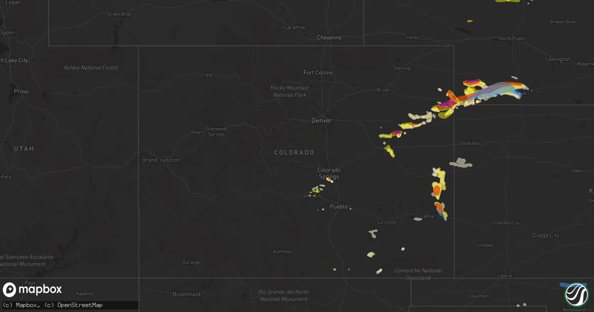 Hail map in Colorado on July 12, 2020