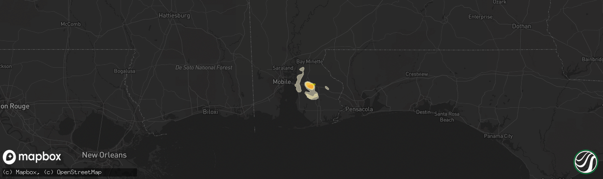 Hail map in Daphne, AL on July 12, 2020