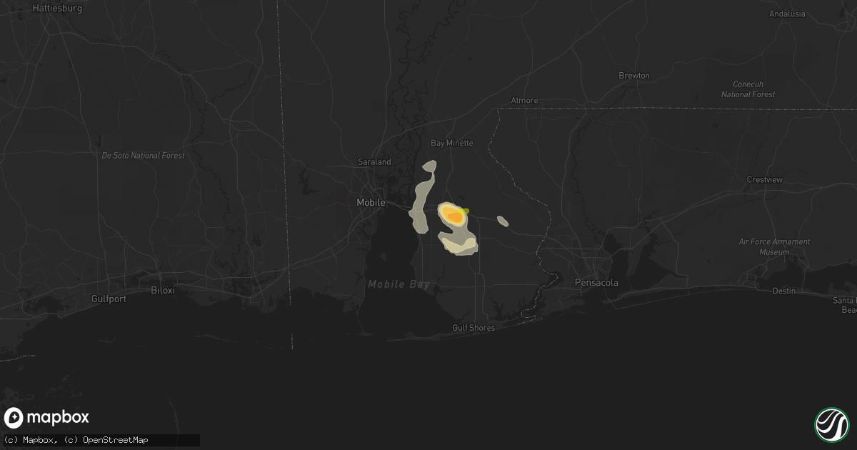 Hail map in Daphne, AL on July 12, 2020
