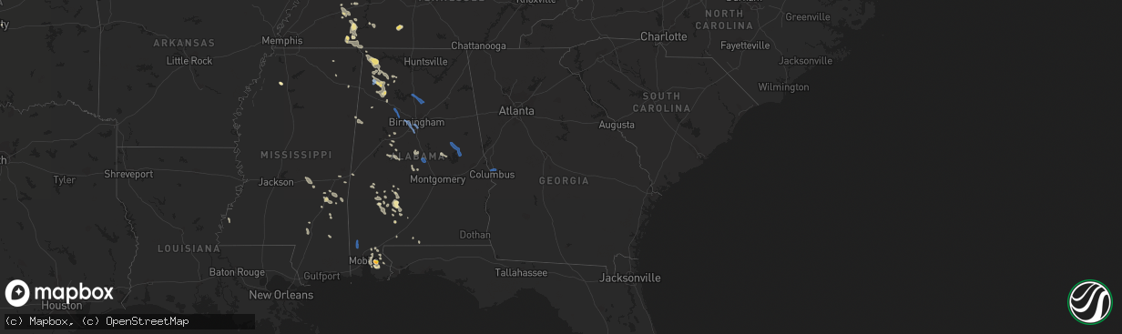 Hail map in Georgia on July 12, 2020