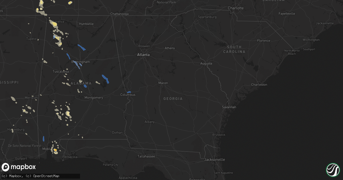 Hail map in Georgia on July 12, 2020