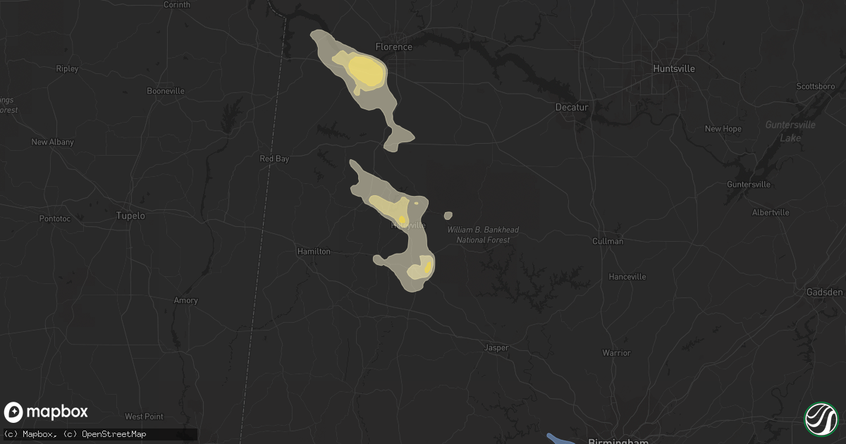 Hail map in Haleyville, AL on July 12, 2020
